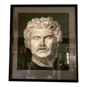 Large Vintage 1977 Charcoal Bust Drawing