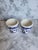 Vintage set of 2 Delft egg cups with traditional blue and white designs. These charming handpainted egg cups are fully...