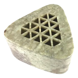 Vintage Covered Soapstone Flower Triangular Box Vase