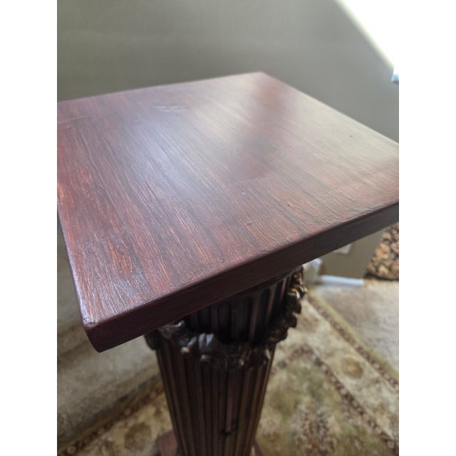 Brown Fluted Wood Column Pedestal - 55" For Sale - Image 8 of 10