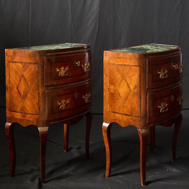 Late 18th Century Pair of 18th Century Italian Commodinis With Marble Tops and Marquetry Inlay, Sicilian, C. 1780 For Sale - Image 5 of 12