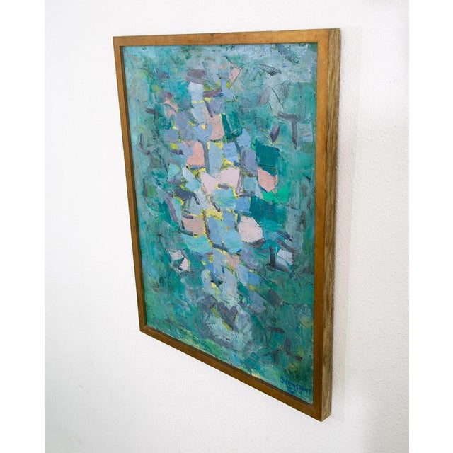 Abstract Expressionism Mid Century Modern Oil Painting George Constant Art Abstract Original Signed '60 For Sale - Image 3 of 12