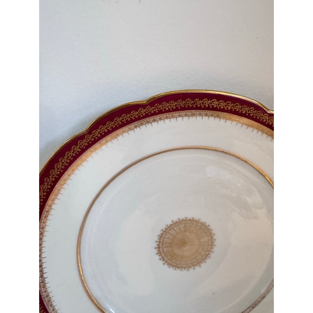 1930s Vintage c.h. Field Haviland Limoges Plate, French Porcelain, Red & Gold Gilt Dinner Plate For Sale - Image 5 of 9