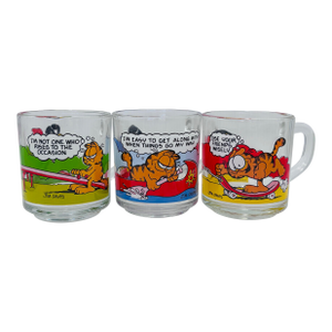 1970s Jim Davis Garfield Glass Mugs - Set of 3
