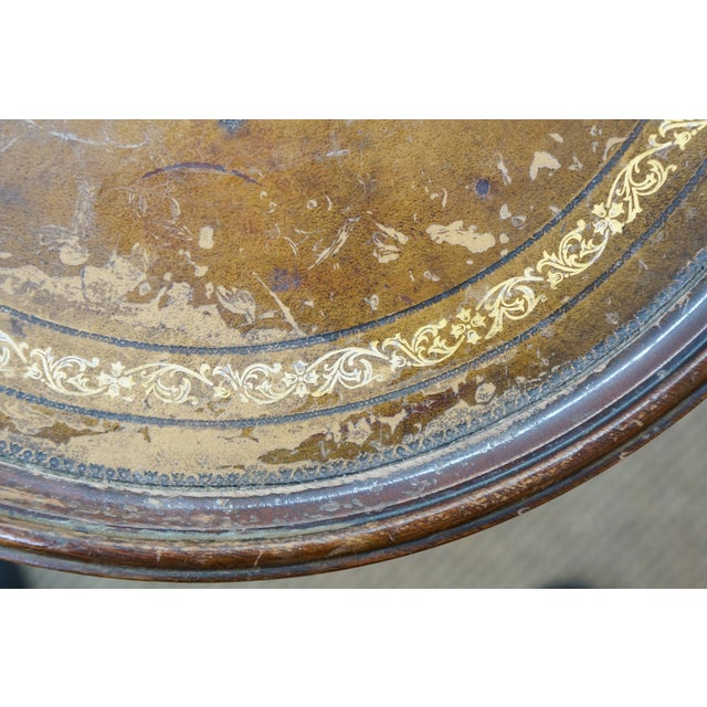 Antique Fine Arts Furniture Mahogany Leather Top Pedestal Table Plant Stand 21" For Sale - Image 10 of 14