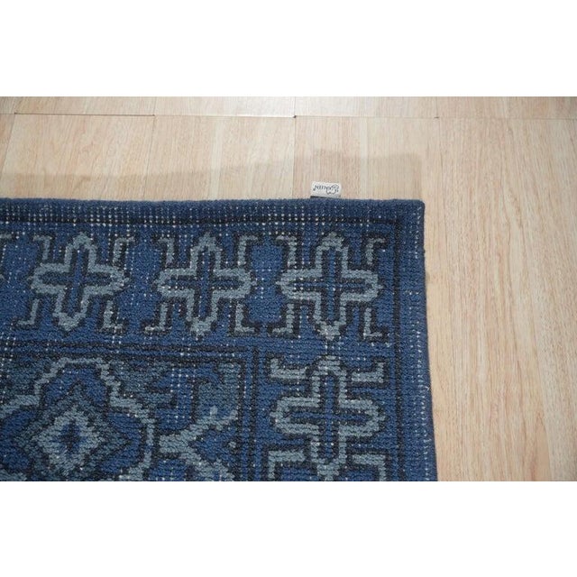 4x6 Blue Hand-Knotted Wool Azure Floral Medallion Classic Traditional Carpet Rug For Sale - Image 4 of 9