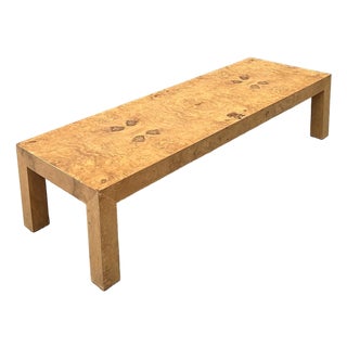 Vintage Burl Wood Parsons Coffee Table For Sale