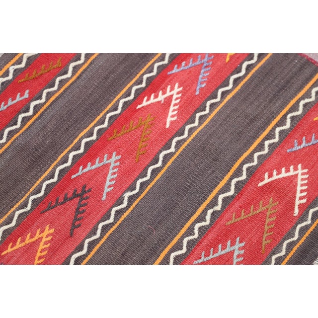 1970s Rustic Southwestern Striped Cicim Square Hand Knotted Natural Kilim Rug For Sale In Sacramento - Image 6 of 10