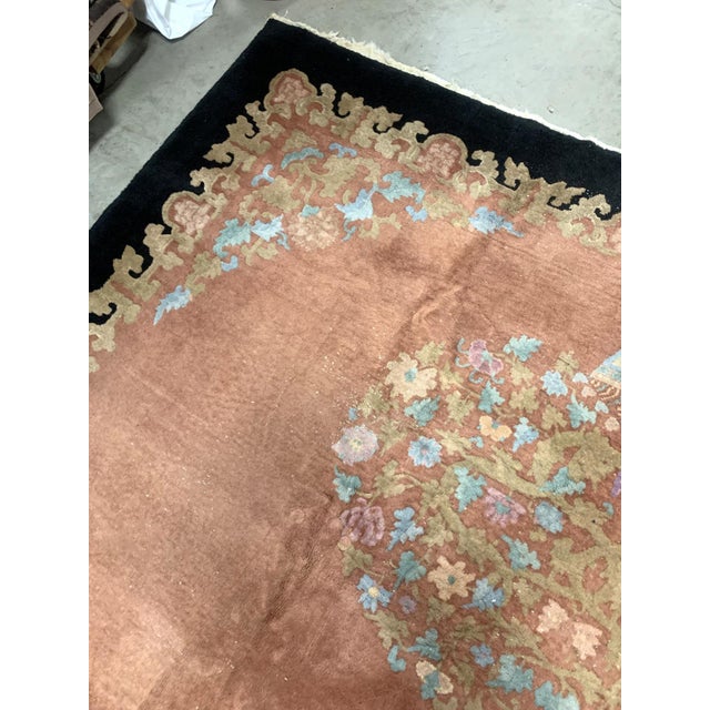 1920s, Handmade Antique Art Deco Chinese Rug 8.10' X 11.10' For Sale - Image 4 of 8