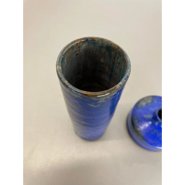 Blue Ceramic Studio Vase from Gerhard Liebenthron, Germany, 1970s, Set of 2 For Sale - Image 6 of 18