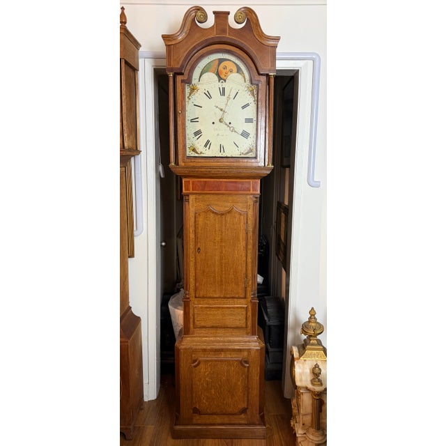 Early 19th Century Late Georgian Period English Grandfather Clock With Moon Phase Dial For Sale - Image 4 of 10