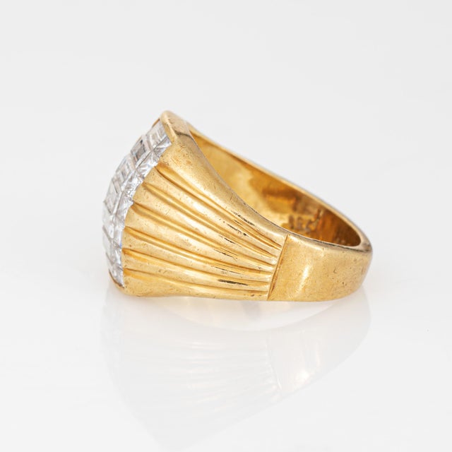 1970s 70s Diamond Dome Ring Sz 5 Wide Band Vintage 18k Yellow Gold Fine Jewelry For Sale - Image 5 of 7