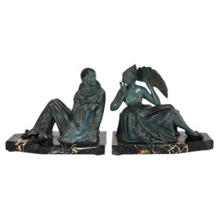 Art Deco Bookends on Marble Bases, 1920s, Set of 2 For Sale