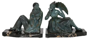 Art Deco Bookends on Marble Bases, 1920s, Set of 2