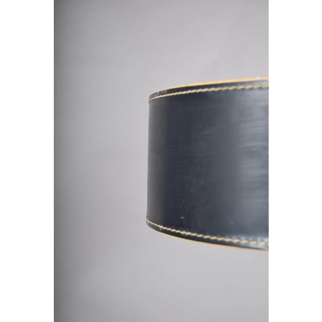 Mid-Century Modern French Table Lamp in Brass and Black Leather, 1960s For Sale - Image 6 of 14