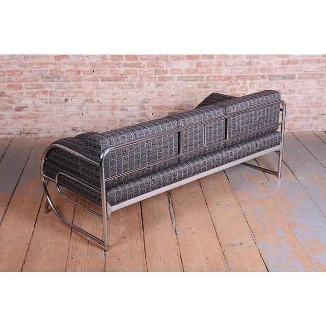 Bauhaus Sofa in Chrome and Fabric from Robert Slezak, Czech, 1930s For Sale - Image 11 of 18