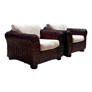 Vintage Coastal Ralph Lauren Peel Collection Lounge Chairs - a Pair For Sale