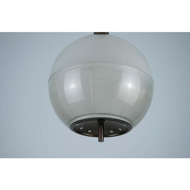 Metal Ribbed Globe Pendant Lamp attributed to Ignazio Gardella, Italy, 1960s For Sale - Image 7 of 12