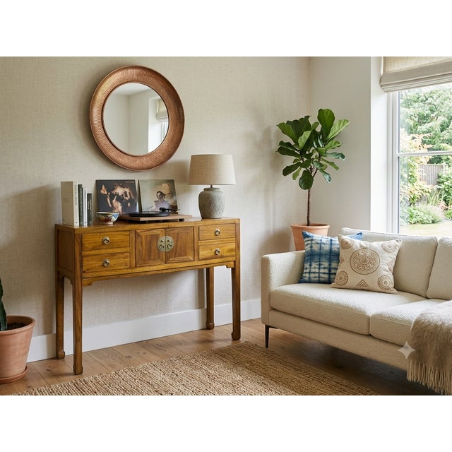 Honey Brown 4 Drawers Slim Narrow Console Side Foyer Table For Sale In San Francisco - Image 6 of 13