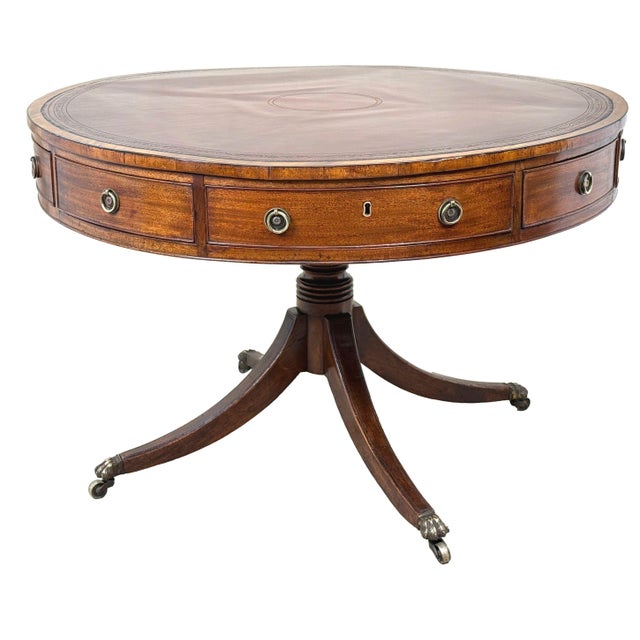 George III English Georgian Mahogany Drum Top Library Table, 1800 For Sale - Image 12 of 12