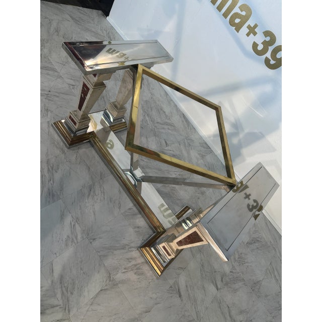 Mid-Century Modern Sculpted Metal and Marble Dining Table With Glass Top 1970 For Sale - Image 12 of 12