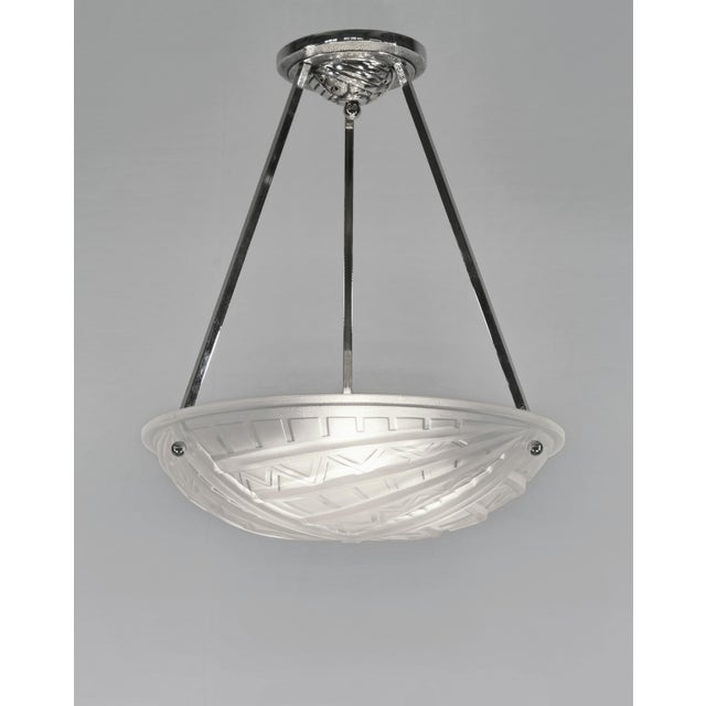 Art Deco Geometric French Art Deco Pendant Light by Noverdy - 1930s For Sale - Image 3 of 8