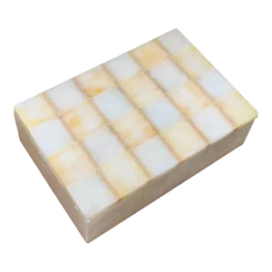 1960's Modern Italian Alabaster Box With Checkered Top