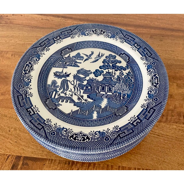 Vintage English Churchill Blue Willow Dinner Plates - Set of 10 | Chairish