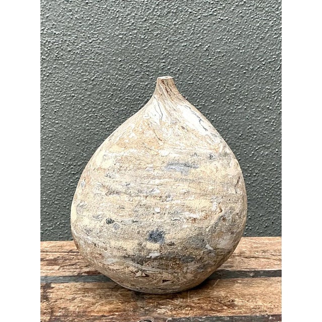 Vintage Textured Ceramic Pottery Vase For Sale - Image 12 of 12