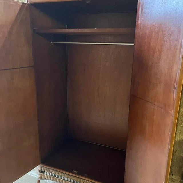 Vintage Wicker Wardrobe with Top Shelf For Sale - Image 10 of 13