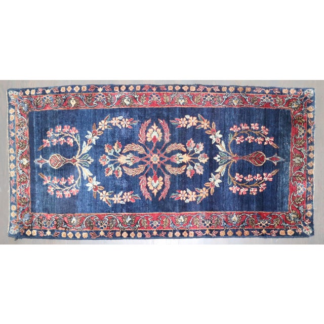 Antique Zabihi Collection Navy Indo Persian Sarouk Rug For Sale In New York - Image 6 of 8