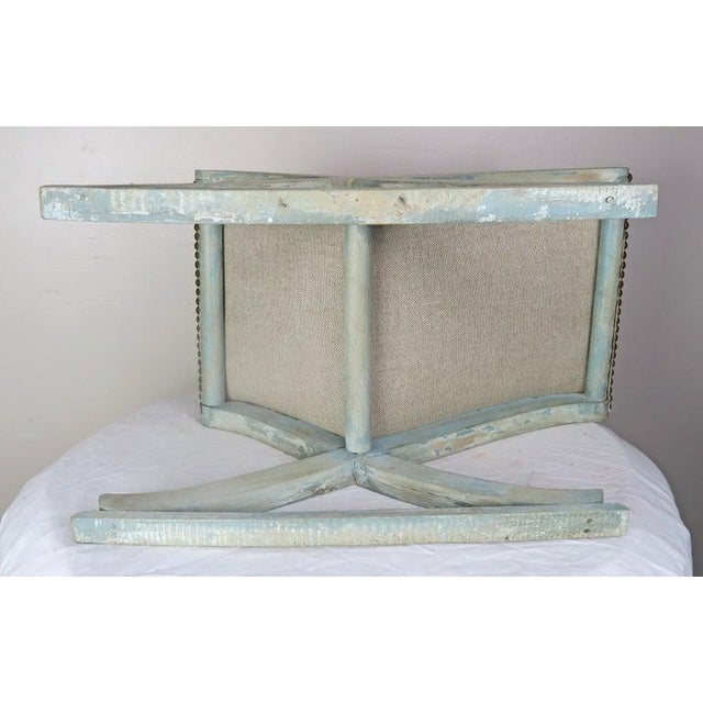 Swedish Painted "X" Rocking Bench With Linen Upholstery, Circa 1930s For Sale - Image 9 of 9