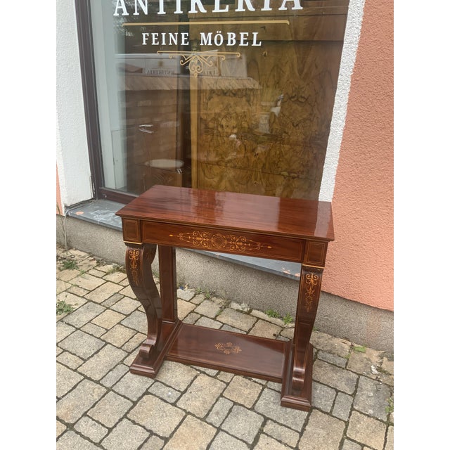 Biedermeier Console Inlaid in Mahogany, 1840s For Sale - Image 16 of 18