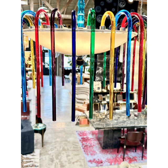 1980s Mid-Century Multi-Colored Murano Glass Chandelier From Veart For Sale - Image 5 of 12