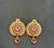 Gemstone 22 Karat Gold Ruby & Natural Pearl Yellow Gold Circle Stud Earring, Hanging Ruby For Sale - Image 7 of 18