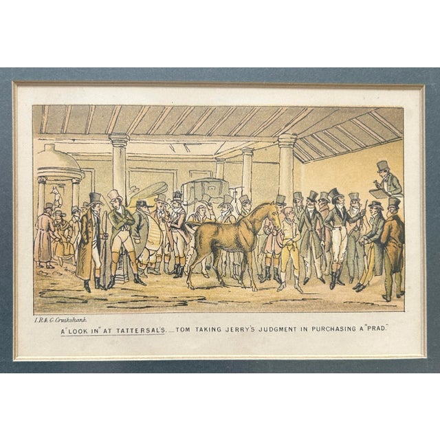 Black Set of 10 Framed English Original Cruikshank Engravings - Life in London For Sale - Image 8 of 11
