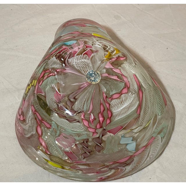 Large Vintage Hand Blown Murano Glass Cigarette Cigar Ashtray Italy Latticino For Sale - Image 12 of 13