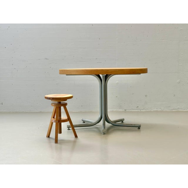 Round Dining Table in Oak and Steel, 1990s For Sale - Image 15 of 15