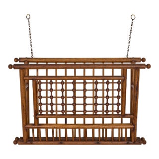Aesthetic Movement Oak Hanging Magazine Rack With Bobbin Lattice, c.1880 For Sale