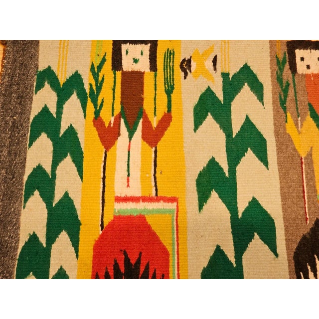 Vintage Native American Yei Rug, Handwoven Wool, Navajo Deity Pictorial Pattern, 20” X 26” For Sale - Image 9 of 12