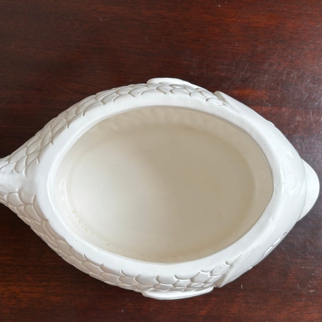 Vintage Hand Painted Ceramic Fish Tureen & Ladel For Sale - Image 12 of 16