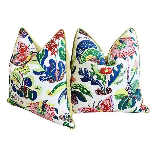 2020s Schumacher Exotic Butterfly Floral Feather & Down Pillows 24" Square - Pair For Sale - Image 5 of 11