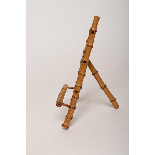 Wood Vintage Diminutive Scorched Bamboo Tabletop Easel / Picture Display For Sale - Image 7 of 18