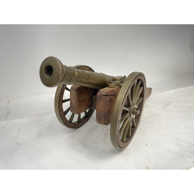 Vintage Cannon in Bronze and Wood, 1950s For Sale - Image 10 of 14