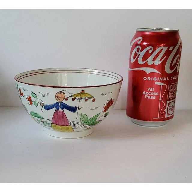 For the collector: Circa 1790-1820, English underglaze blue pearlware bowl with exaggerated Chinese style figures. Hand...