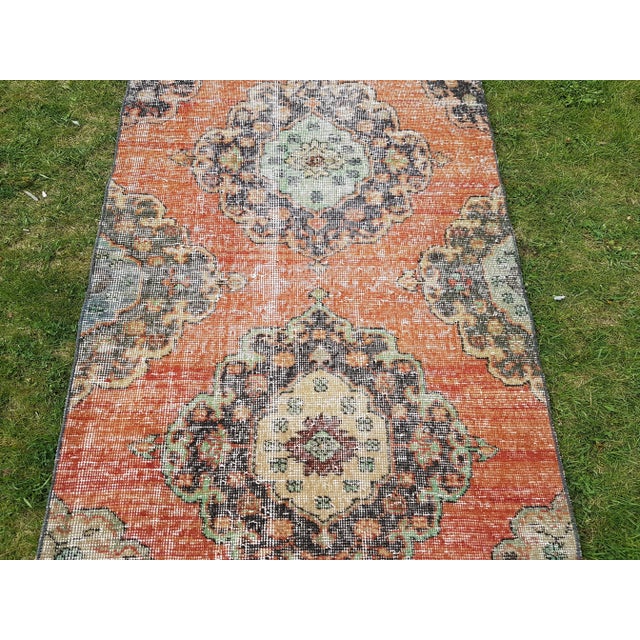 1970s Long and Narrow Handmade Staircase Turkish Wool Runner 2'11" X 12'10" For Sale - Image 5 of 13