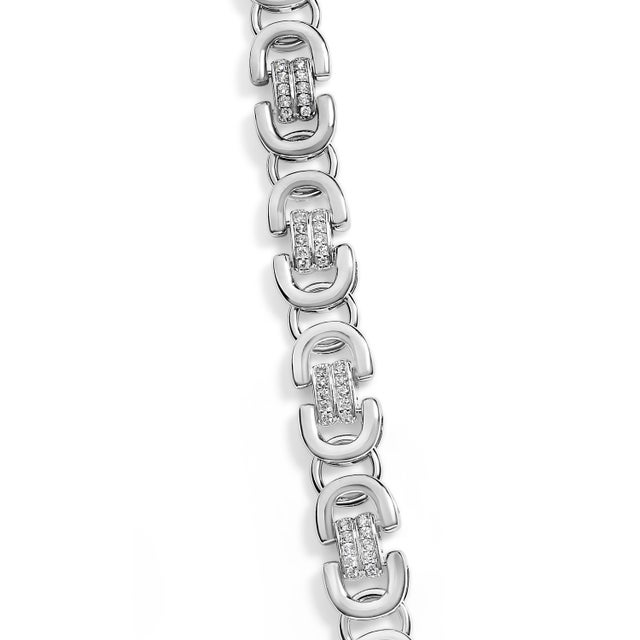 Contemporary Sterling Silver 2 1/2 Cttw Diamond Eternity Men's Station Necklace For Sale - Image 3 of 6