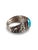 Beautiful Turquoise cabochon set in this sterling silver ring, size 7. Pretty floral detail enhances the band, while the...
