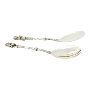 Sterling Silver English Punch & Judy Serving Spoons Dated 1893- a Set of 2