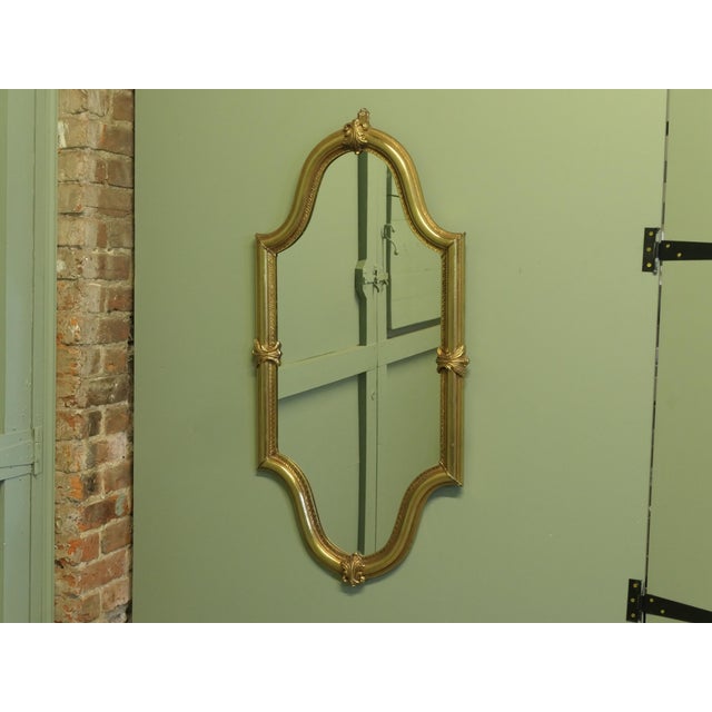 Metal Long Shaped Oval Brass Wall Mirror with Acanthus Leaves, 1960 For Sale - Image 7 of 8